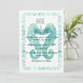 Zoenende Zeepaardjes Bruiloft Uitnodiging in Turqu (Staand voorkant)