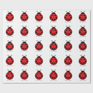 Zoepe Rode Lieveheersbeestje Aangepaste Naam Grafi Cadeaupapier