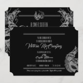 zoet 16 BIRTHDAY MASQUERADE zwart-wit ticket Kaart (Voorkant / Achterkant)