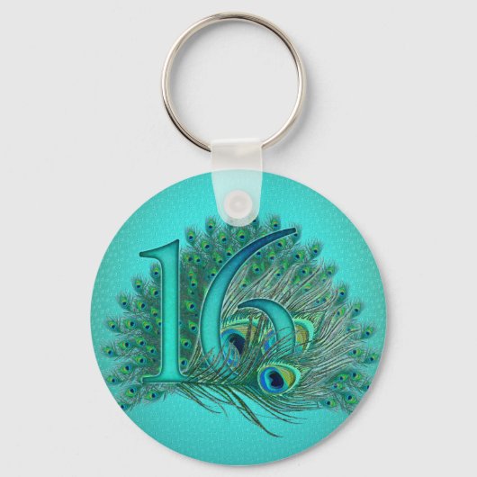 zoet 16-jarig gedecoreerd leeftijdsnummer sleutelhanger (Voorkant)