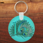 zoet 16-jarig gedecoreerd leeftijdsnummer sleutelhanger (Voorkant)