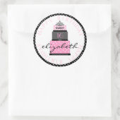 Zoet 16 roze taart ronde sticker (Tas)