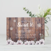 zoet 16 Rustic Winter Floral Snowflakes Kaart (Staand voorkant)