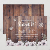 zoet 16 Rustic Winter Floral Snowflakes Kaart (Voorkant / Achterkant)