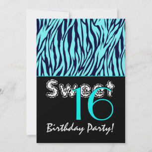 Zoet 16 Zebrastripes Midnight Blue Aqua Kaart
