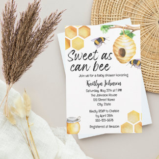 Zoet als bee Baby shower Invitation Kaart