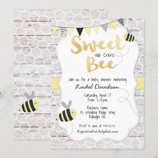Zoet als bee Baby shower Invitation Kaart