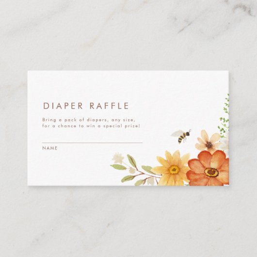 Zoet als bei | Floral Spring Diaper Raffle Informatiekaartje (Voorkant)