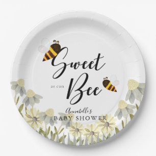 Zoet als bijenhoningbijen Wit Baby shower Papieren Bordje