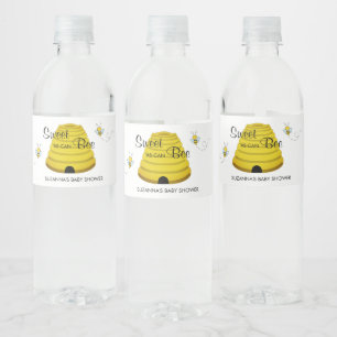 Zoet als bijenhoningbijenkooi Baby shower water Waterfles Etiket