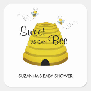Zoet als bijenhoningbijenkop Baby shower Square Vierkante Sticker