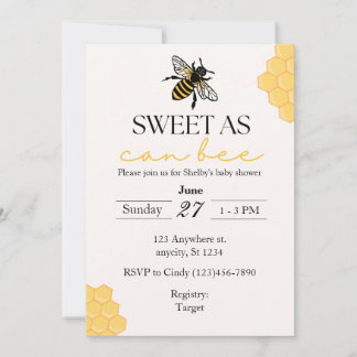 Zoet als een bij baby shower bij thema uitnodiging