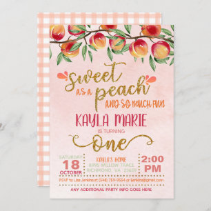 Zoet als een Peach 1st Birthday Invitation - Gingh Kaart