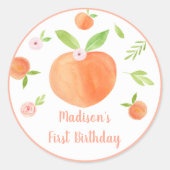 Zoet als een peach Birthday Ronde Sticker (Voorkant)