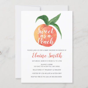 Zoet als een Peach Gender Neutral Baby shower Kaart
