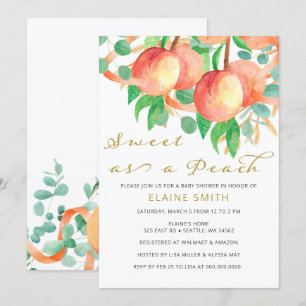 Zoet als een Peach Gender Neutral Baby shower Kaart