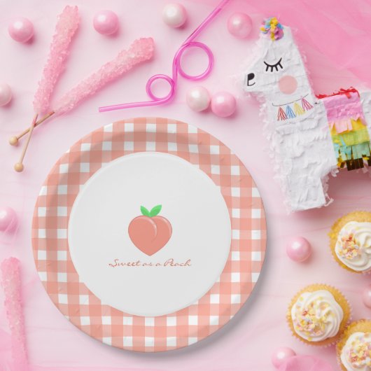 Zoet als een Peach Girly Verjaardag Papieren Bordje (Feest)