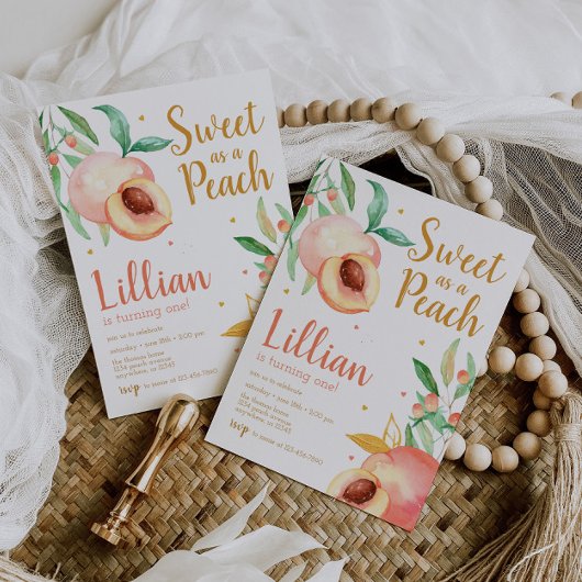 Zoet als een Peach Greenery Birthday Kaart