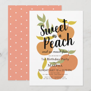 Zoet als een Peach Retro Meisje 1e Verjaardag Kaart
