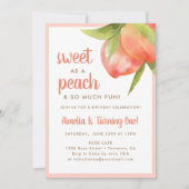 Zoet als een perzik 1e verjaardag uitnodigingen (Voorkant)