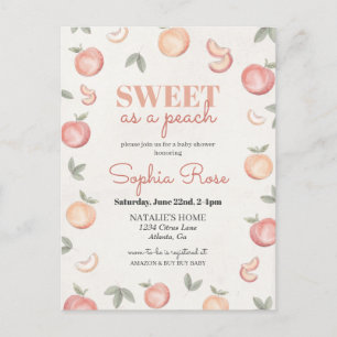 Zoet als een perzik baby shower uitnodigen briefkaart