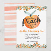 Zoet als een perzik eerste verjaardag uitnodiging (Voorkant / Achterkant)