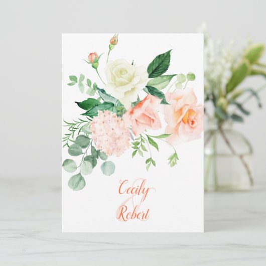 Zoet als een perzik Rozen bruiloft Kaart (Staand voorkant)