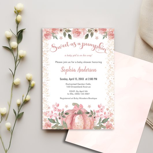 Zoet als een pompoen bloemenmeisje Baby shower Kaart