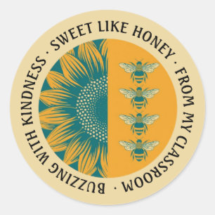 Zoet Als Honing Zonnebloem Bij Leraar Ronde Sticker