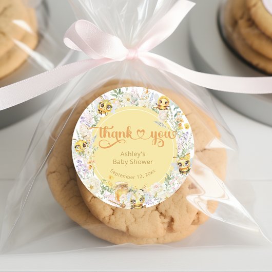 Zoet als kan Bee Bumble Bee Baby shower Dank u Ronde Sticker