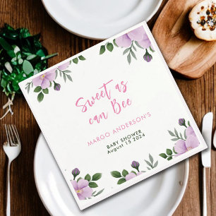 Zoet als kan Bee Floral Meisje Baby shower Servet