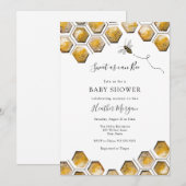 Zoet als kan Bee Honeycomb Baby shower Invitation Kaart (Voorkant / Achterkant)