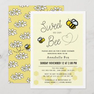 Zoet als kan Bee Lichtgeel Baby shower Kaart