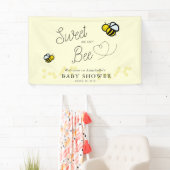 Zoet als kan Bee Schattige Geel Baby shower Spandoek (Insitu)