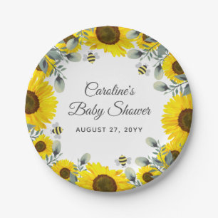 Zoet als kan BEE Zonnebloemen Eucalyptus Baby show Papieren Bordje