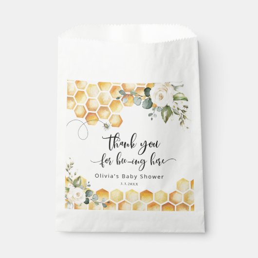 Zoet als kan bloemige honingraten bijen baby showe bedankzakje (Voorkant)