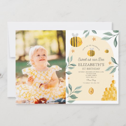 Zoet als kan worden 1e Verjaardag Uitnodiging (Voorkant)