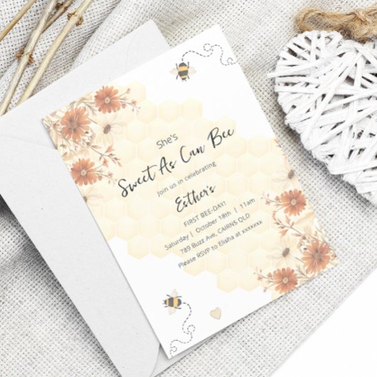 Zoet als kan worden honing boho eerste verjaardag kaart