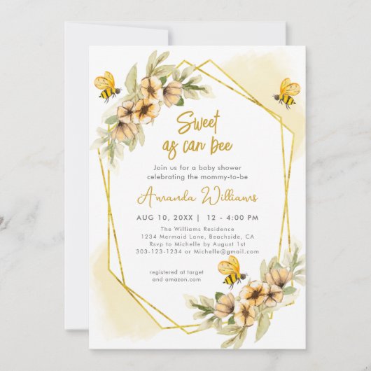 Zoet als kan zijn Waterverf Baby shower Kaart (Voorkant)