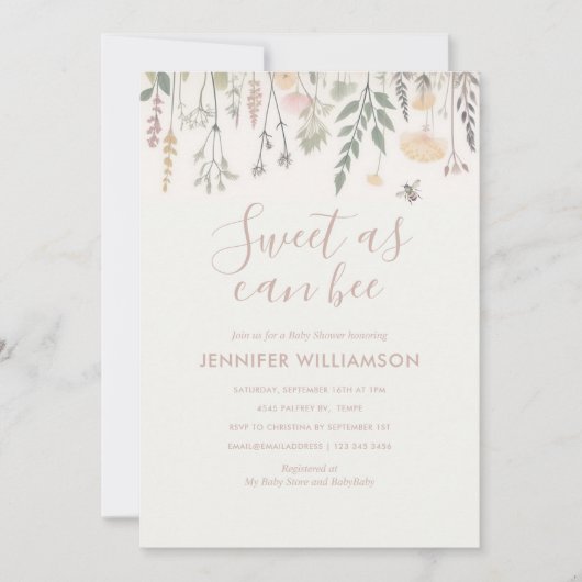 Zoet als kan zijn Wildflower Baby shower Kaart (Voorkant)