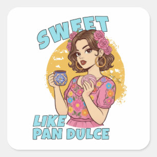Zoet als Pan Dulce Conchas & Cafecito Vierkante Sticker