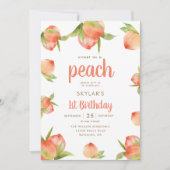 Zoet als Peach 1st Birthday Party Kaart (Voorkant)