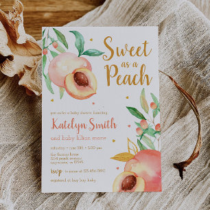 Zoet als Peach Greenery Baby shower Kaart