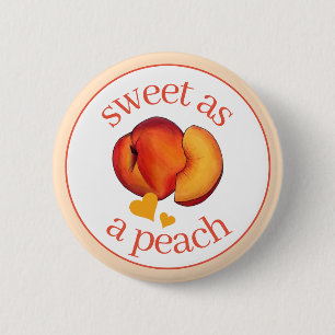 Zoet als Peach Ripe Georgia Peaches Fruit Ronde Button 5,7 Cm