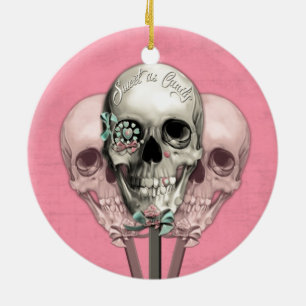 Zoet als Snoep Lollipopskulls in roze. Keramisch Ornament