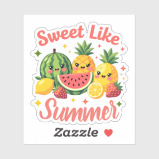 Zoet Als Zomer Kawaii Fruit Vrienden Sticker
