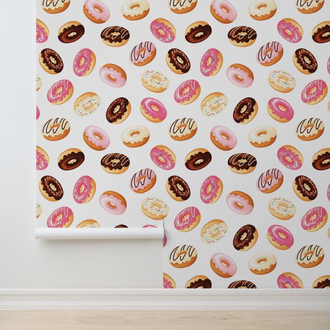 Zoet donut patroon behang (Applicatie)