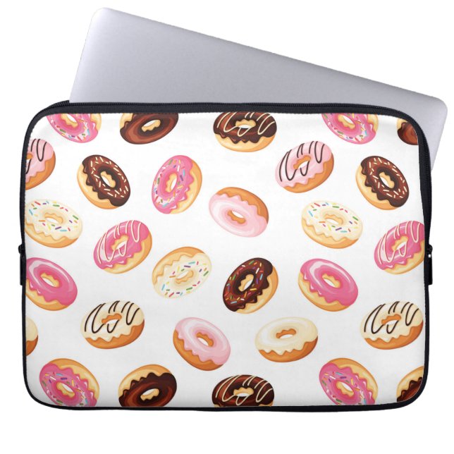 Zoet donut patroon laptop sleeve (Voorkant)