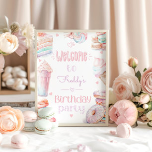 Zoet een verjaardagsfeestje ijs snoep poster