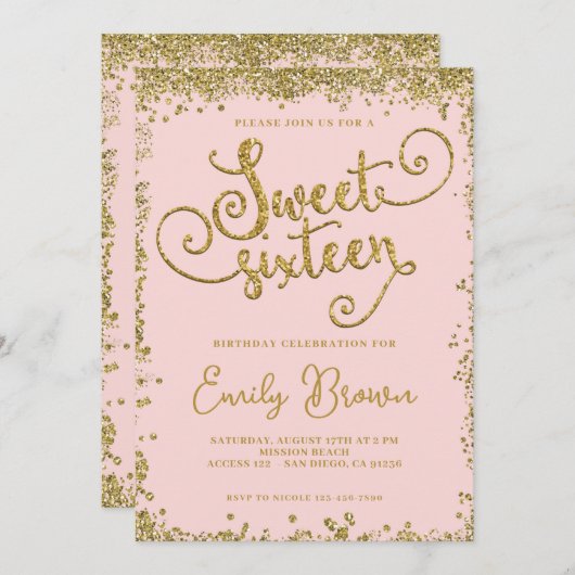 zoet en goudzoet 16 uitnodiging (Voorkant / Achterkant)